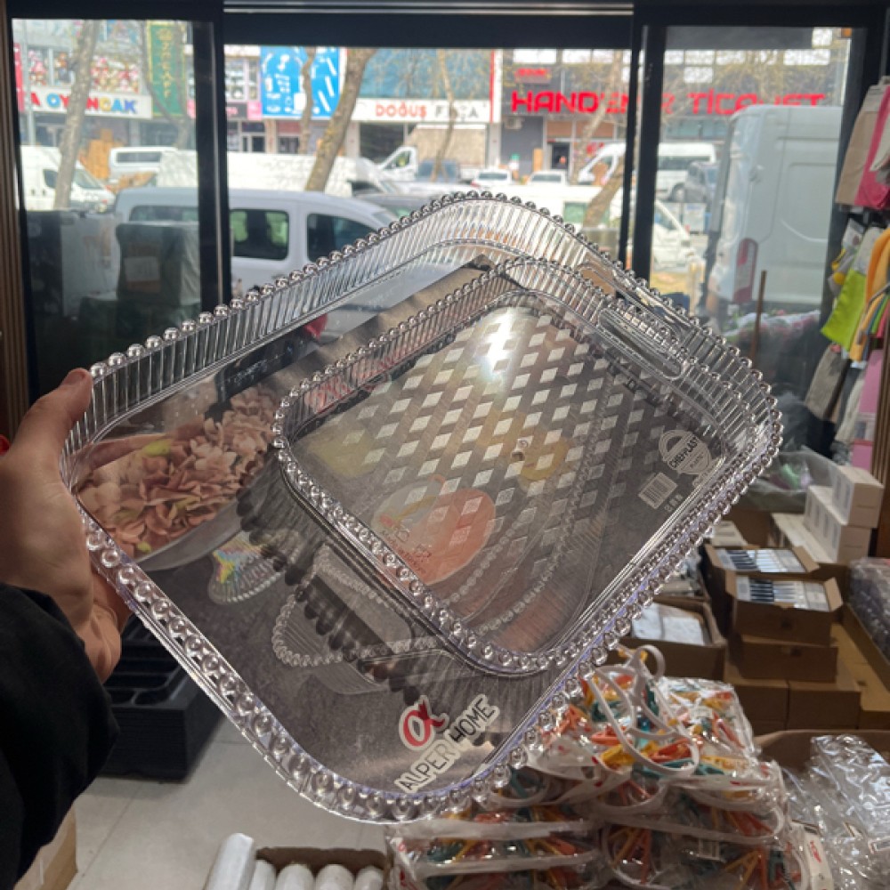 2Lİ ŞEFAF SUNUM TEPSİSİ*16*