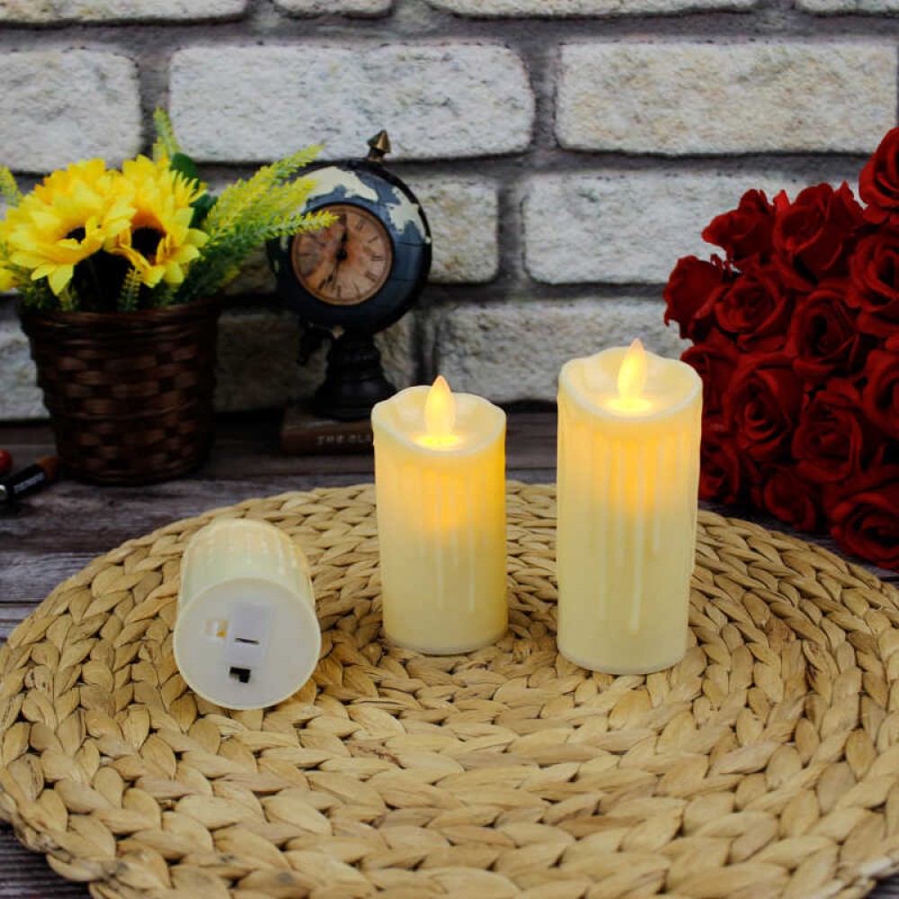 WN1135 3'LÜ PİLLİ MUM KRİSTAL*240*