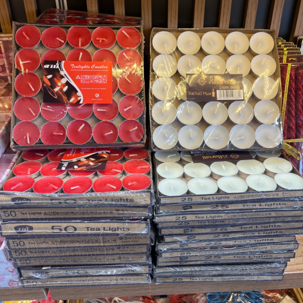 DMR-9734 50'Lİ KIRMIZI BEYAZ MUM*40*