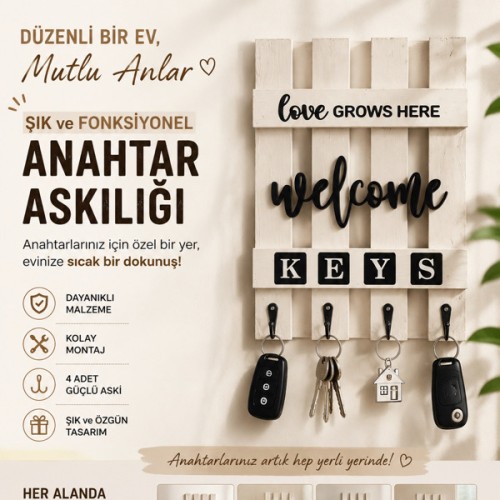 MY176 AHŞAP ANAHTARLIK*48*
